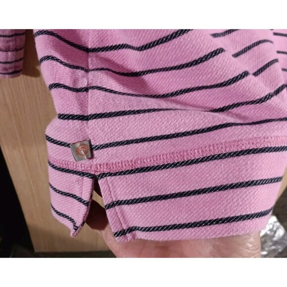 Talbots XS Women's Mock Neck Sweatshirt, Pink with Blue Stripe And Drawstring - Picture 5 of 7